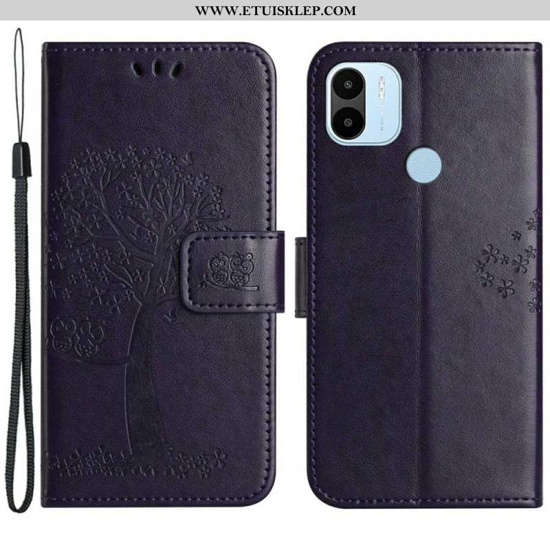 Etui Folio do Xiaomi Redmi A1 z Łańcuch Drzewo Stringów I Sowy